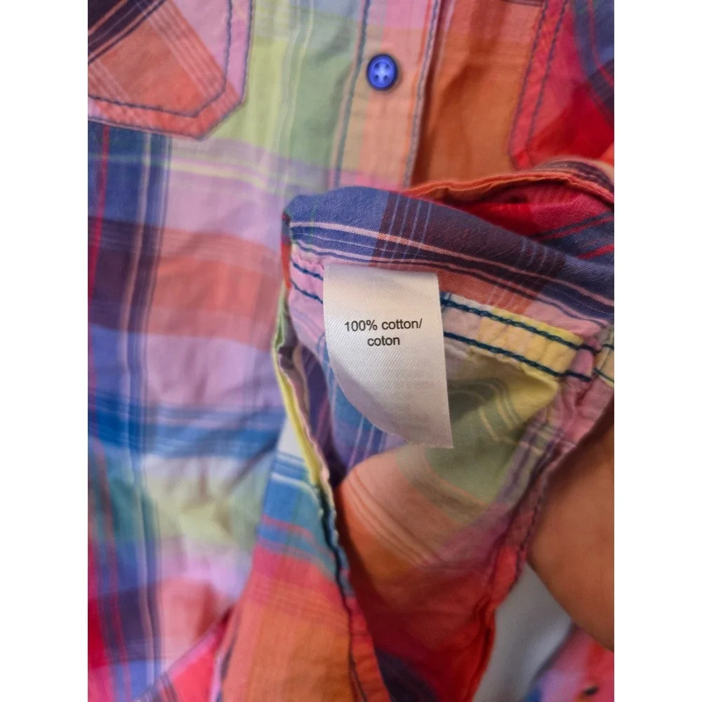 Maurices Womens Plaid Button Down Shirt Multi Color Cotton Long Sleeve Top Sz 0